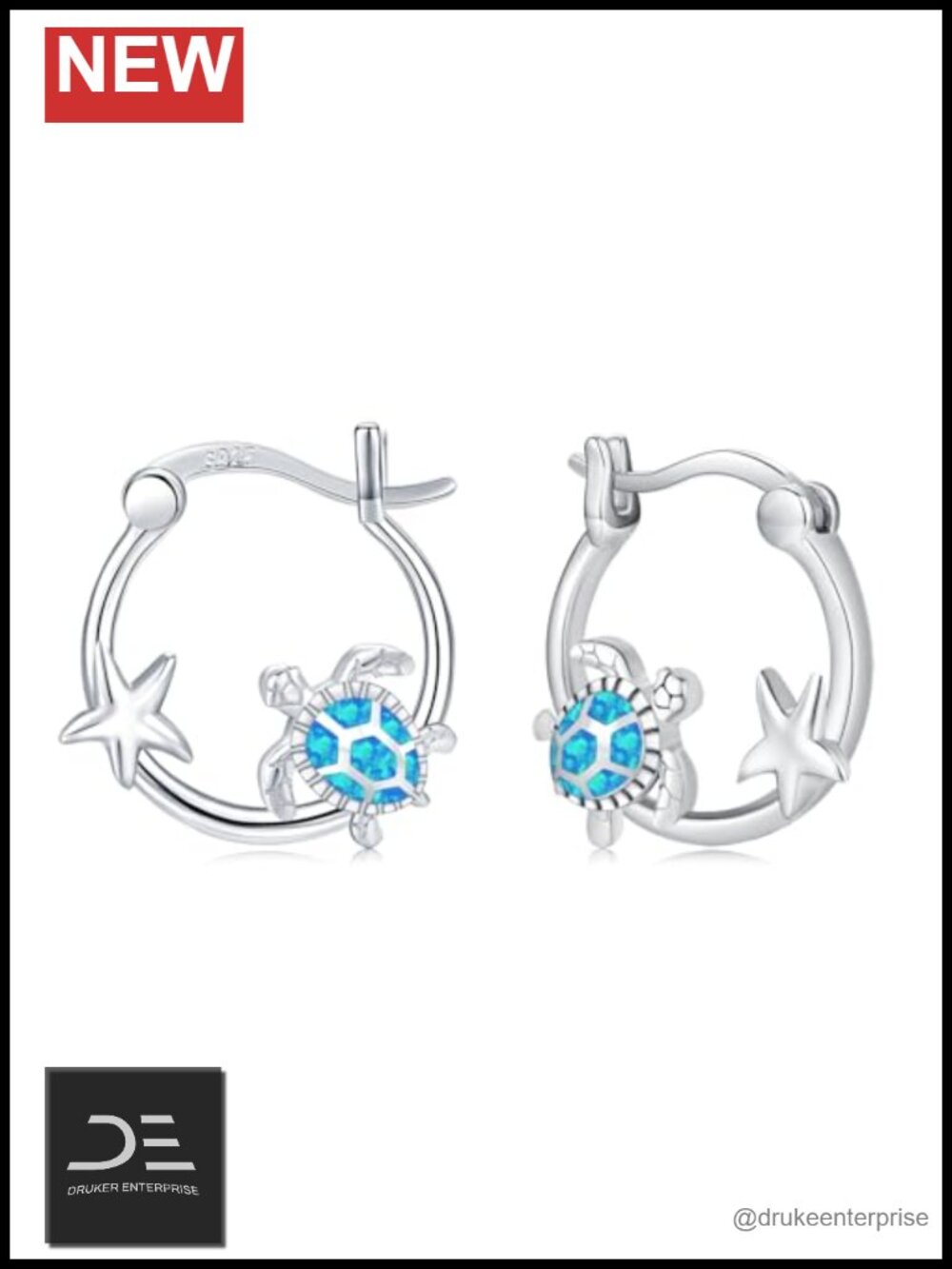 S925 Sterling Silver Ocean Wave Huggie Hoop Earrings Hypoallergenic Opal Beach